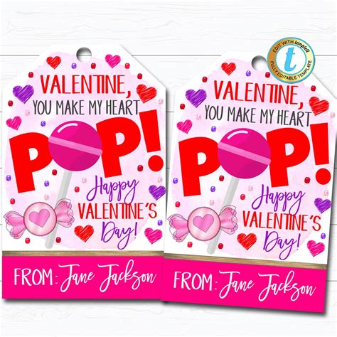 Printable Lollipop Valentines